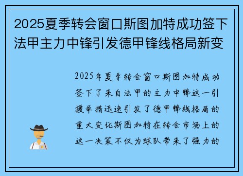 2025夏季转会窗口斯图加特成功签下法甲主力中锋引发德甲锋线格局新变化